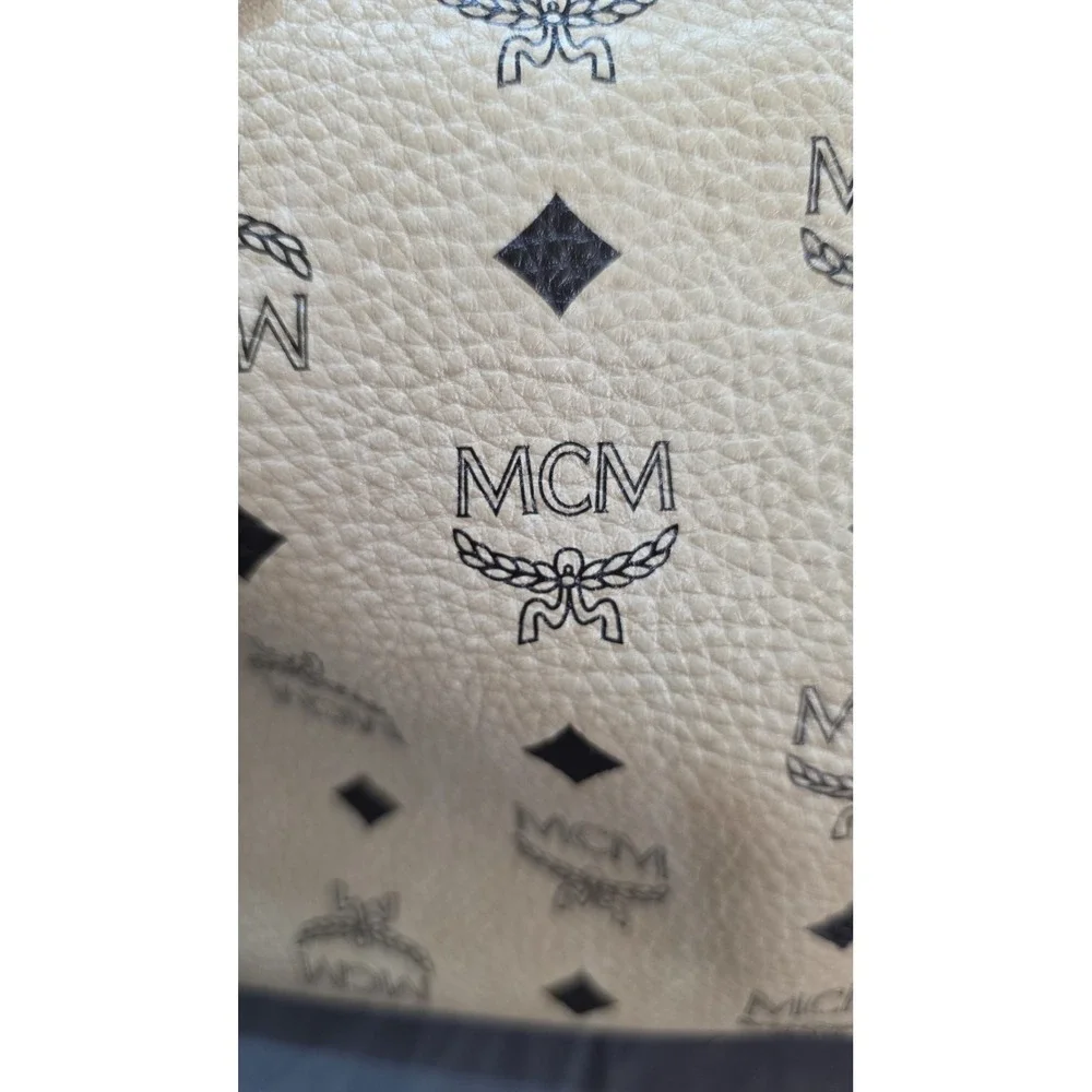 MCM Anya Top Zip Medium Shopper Women Medium Beige Good COA‎ Visetos Tote Bag